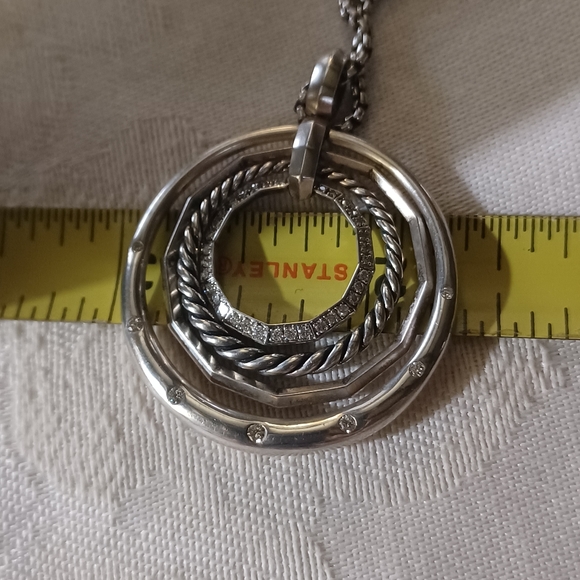 David Yurman Stax Medium Diamond Pendant Necklace, Sterling Silver - Picture 11 of 11